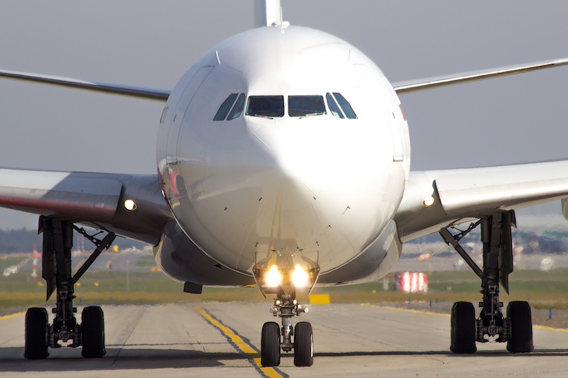 Taxying passenger jet at large airport